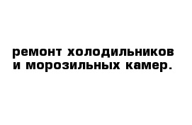 ремонт холодильников и морозильных камер.